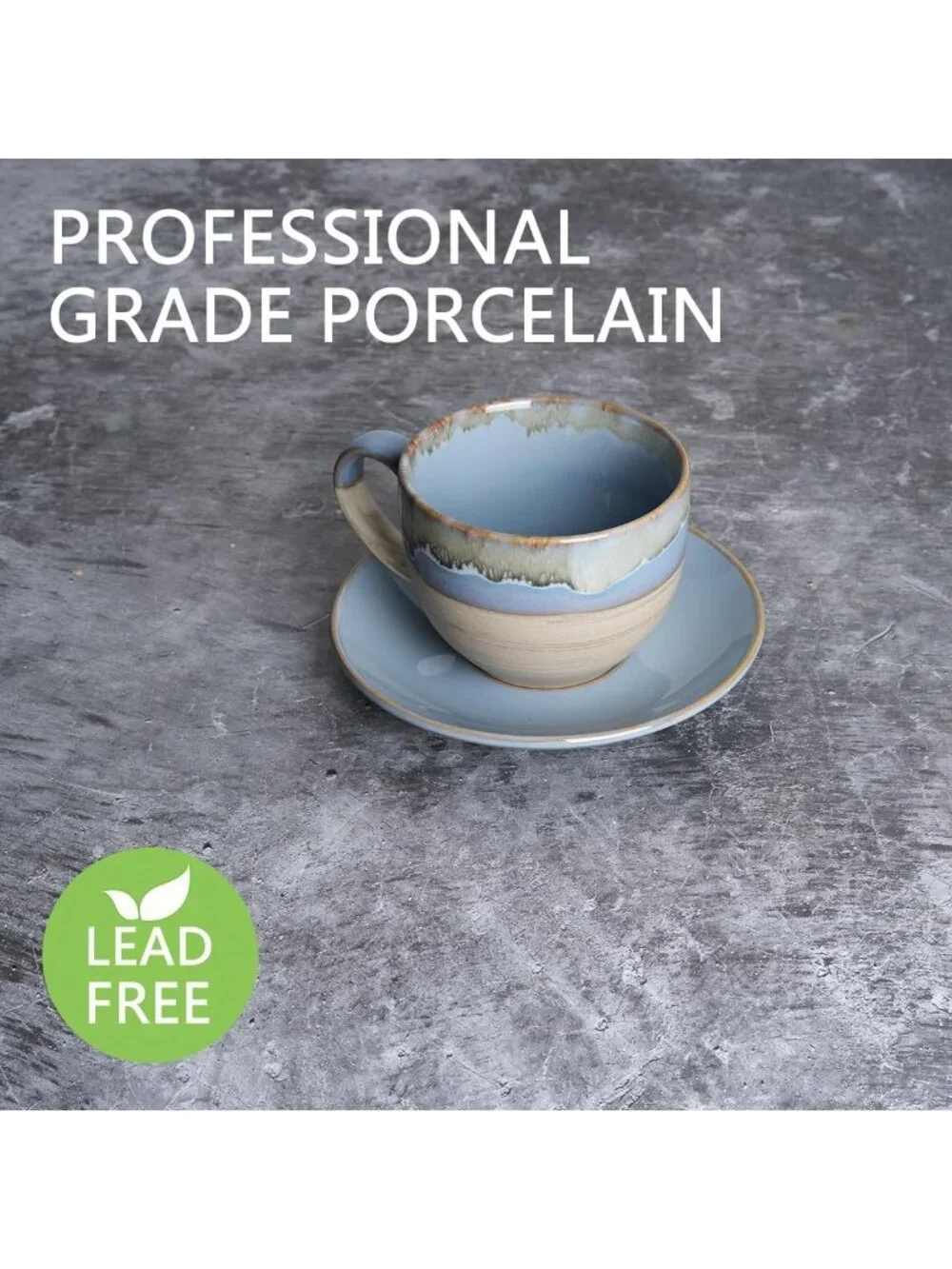 Ceramic Cappuccino Cup & Saucer Set of 2, 10 Oz - Coffee, Latte, Espresso, Tea